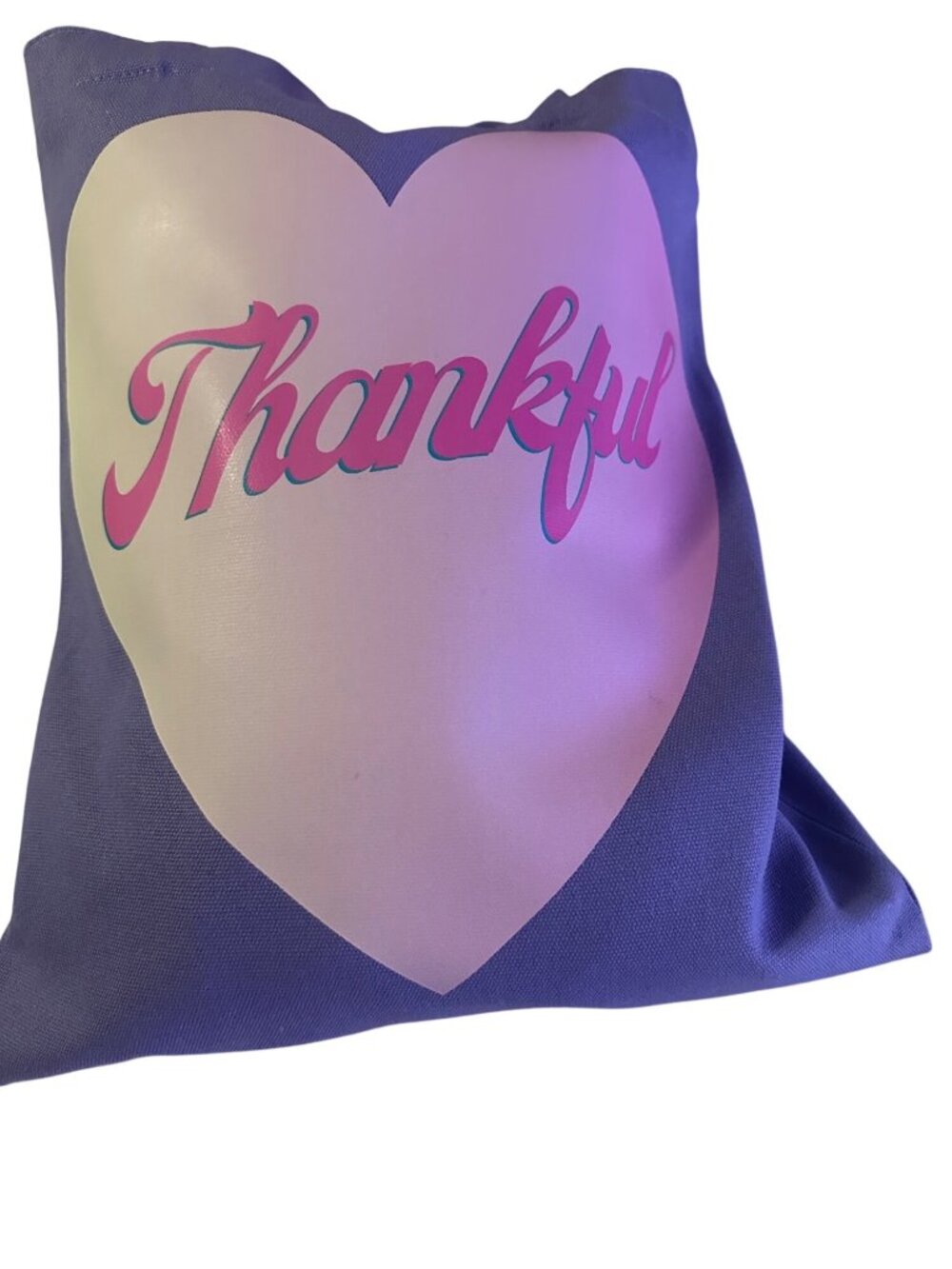 Lzerking light purple thankful heart tote bag reusable durable washable